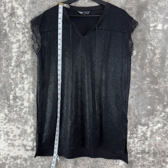 LulaRooe Elegant Sz L Grace Metallic Tunic Blouse Side Slits Shimmer Top NWT - Picture 2 of 8